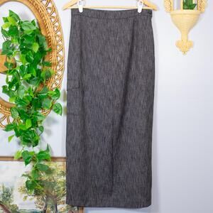 VTG 90s Grunge Alternative Cargo Pocket Charcoal Tweed Maxi Skirt | True Winter